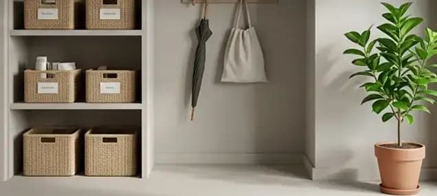 Étagère minimaliste avec plante verte